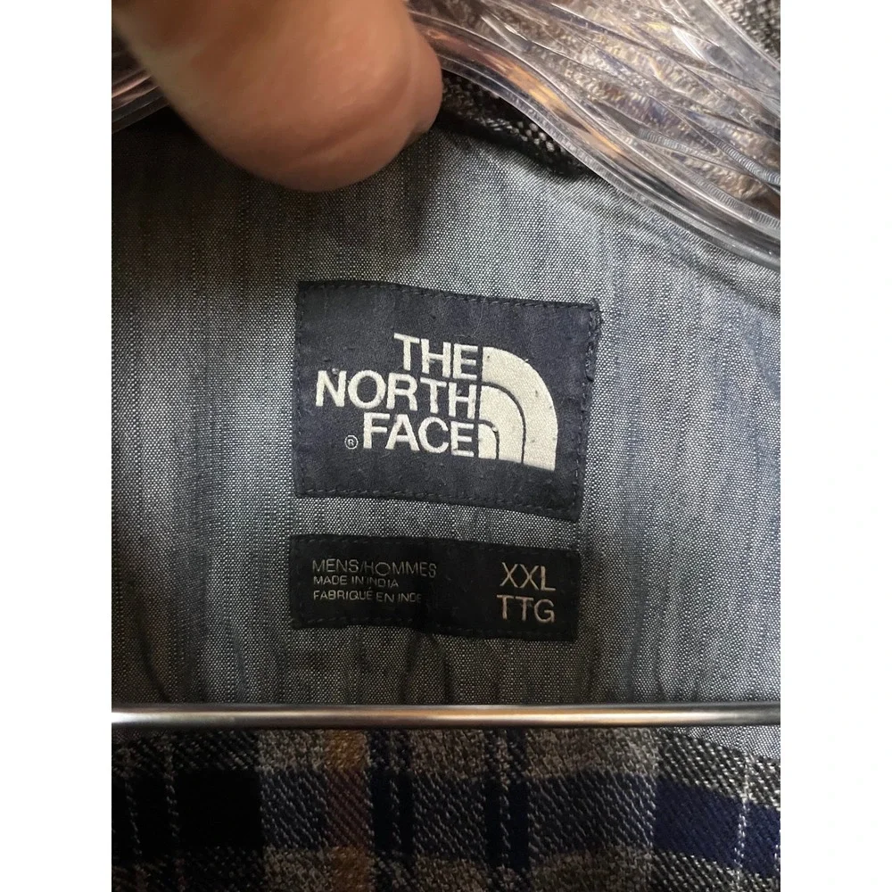 The North Face Men's Plaid Flannel Shirt XXL Blue Gray Button Up‎ Long Sleeve